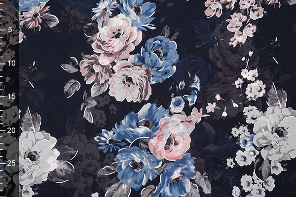 Chiffon Blumen Chauva Marine