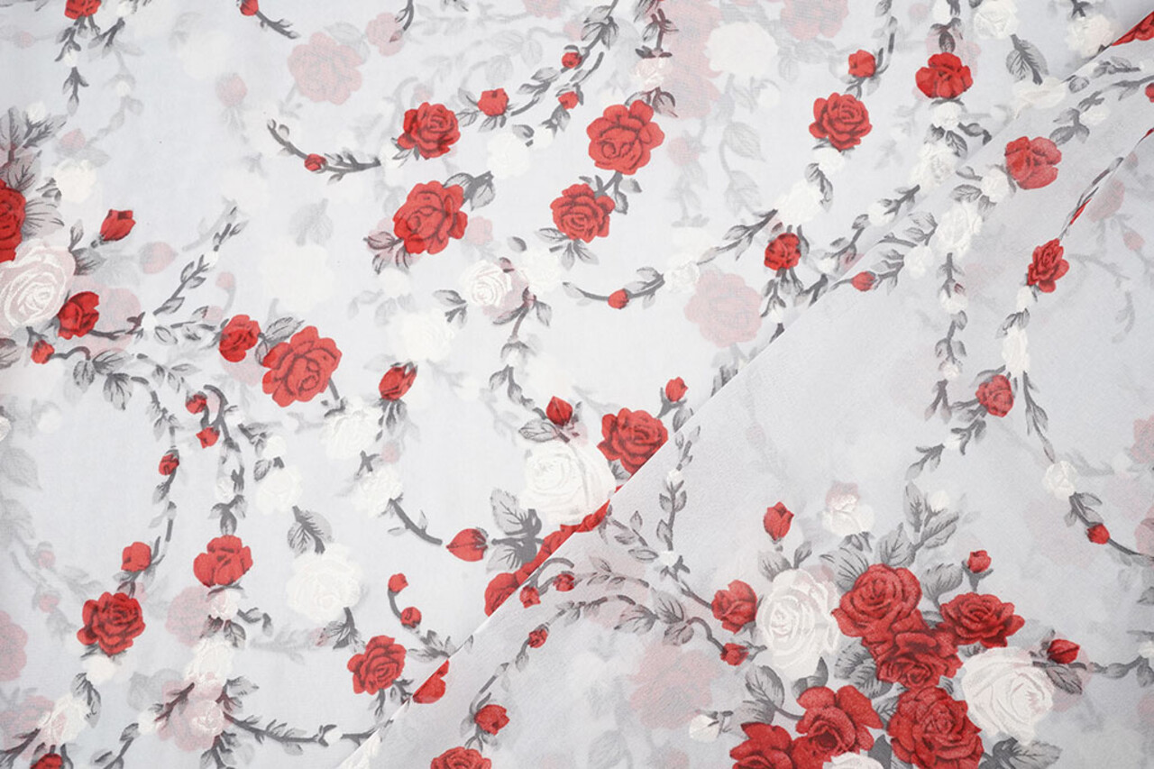 Chiffon Bloemen Malina Zilver