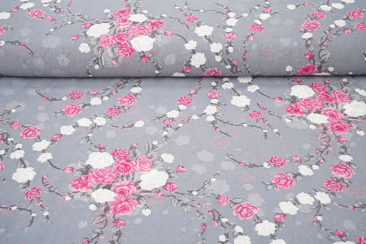 Chiffon Flowers Malina Grey
