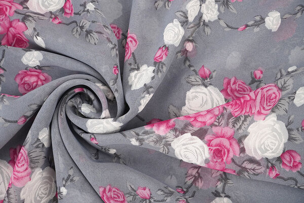 Chifón Flores Malina Gris Chifón Flores Malina Gris