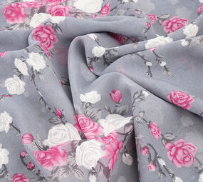Chiffon Blumen Malina Grau
