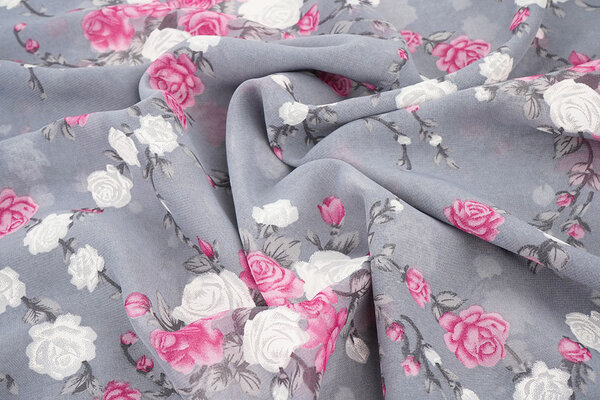 Chiffon Blumen Malina Grau