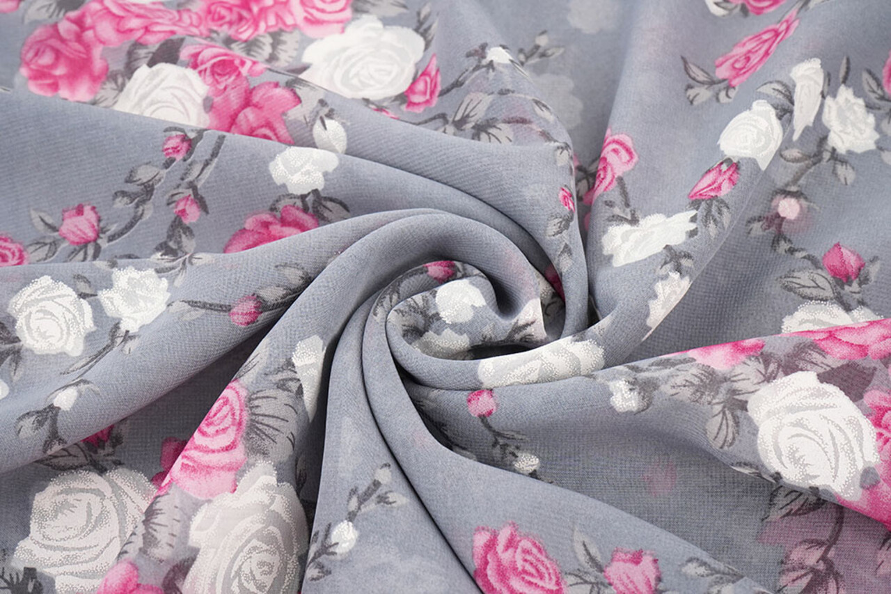 Chiffon Fiori Malina Grigio Chiffon Fiori Malina Grigio