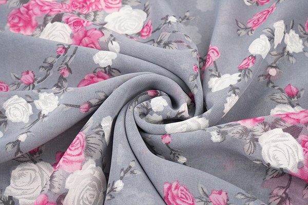 Chifón Flores Malina Gris Chifón Flores Malina Gris