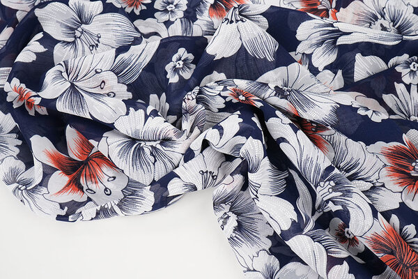 Chiffon Flowers Calypso Navy