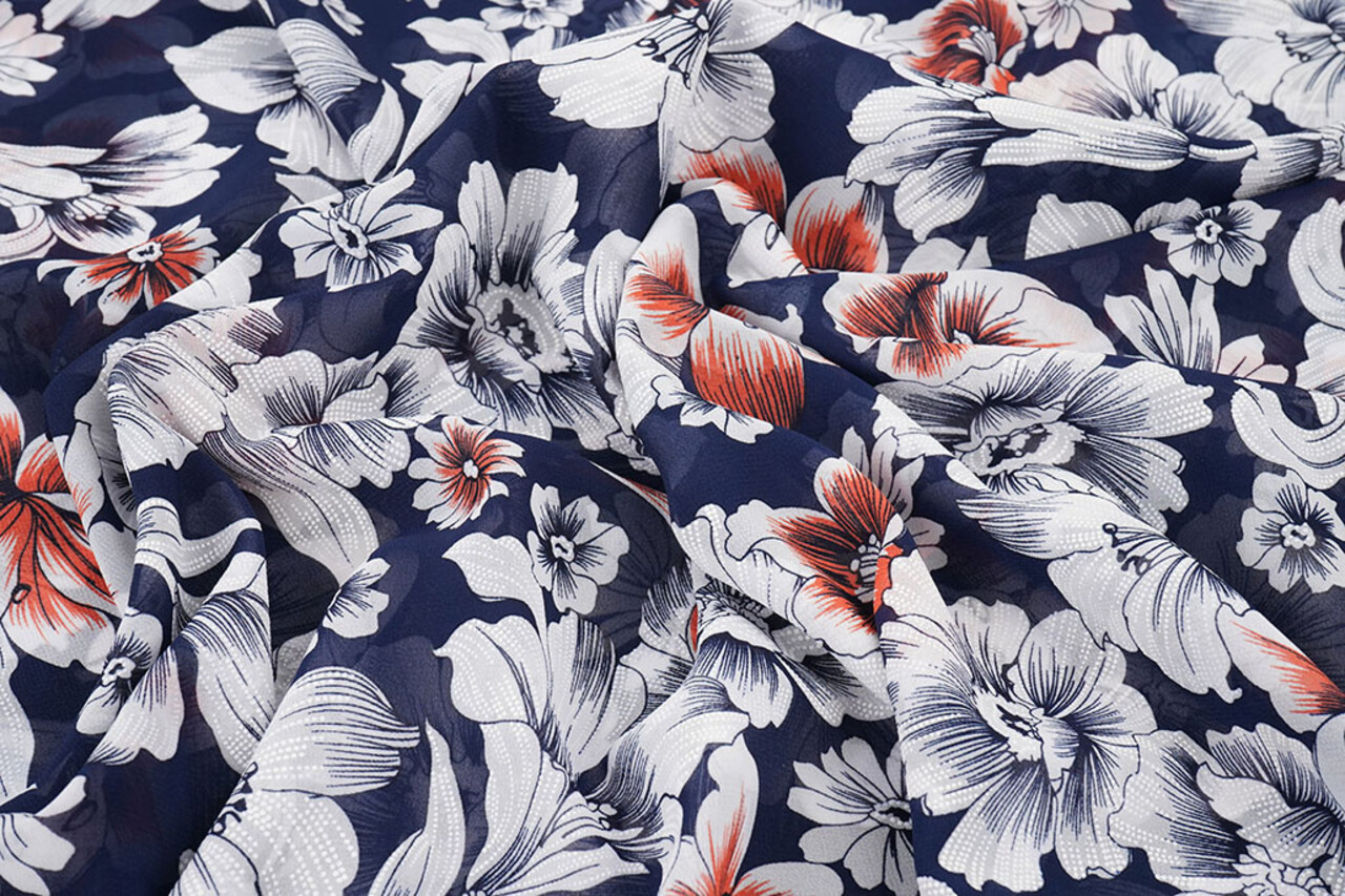 Chiffon Fiori Calypso Blu Navy Chiffon Fiori Calypso Blu Navy