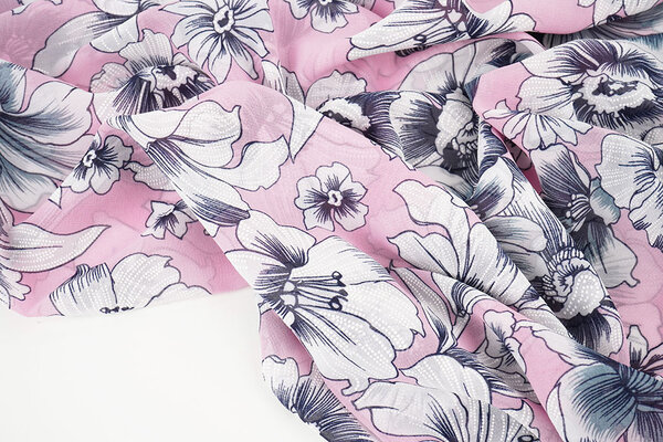 Mousseline Fleurs Calypso Rose Mousseline Fleurs Calypso Rose