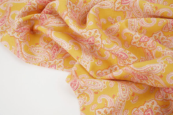 Gewassen Viscose Paisley Oker Geel