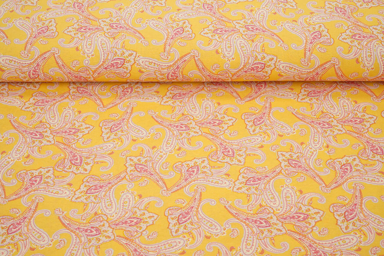 Gewassen Viscose Paisley Oker Geel