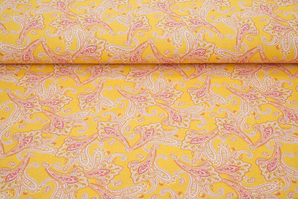 Gewassen Viscose Paisley Oker Geel