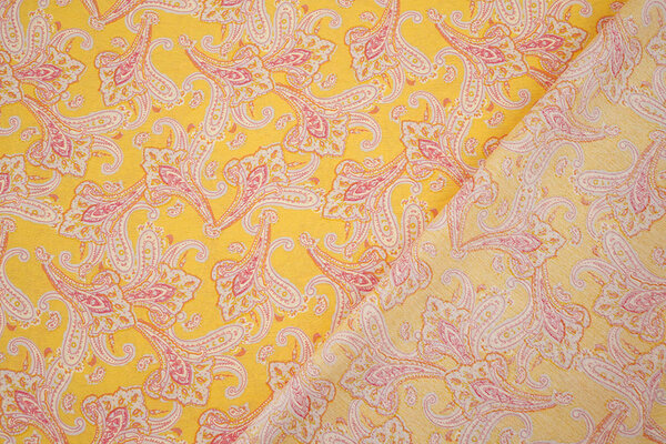 Gewaschene Viskose Paisley Ocker Gelb Gewaschene Viskose Paisley Ocker Gelb