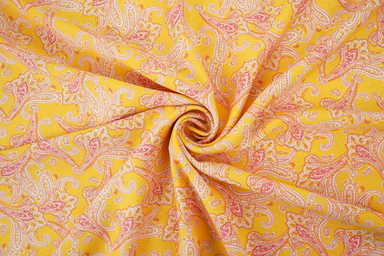 Gewassen Viscose Paisley Oker Geel