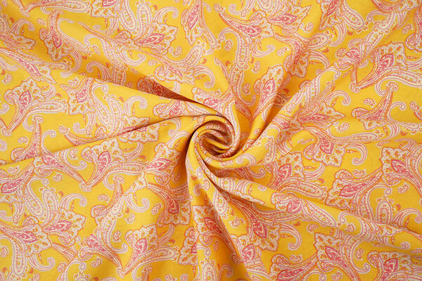 Gewaschene Viskose Paisley Ocker Gelb Gewaschene Viskose Paisley Ocker Gelb