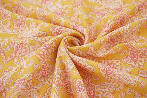 Gewassen Viscose Paisley Oker Geel