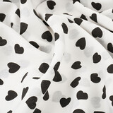 Washed Viscose Hearts White - Black Washed Viscose Hearts White - Black