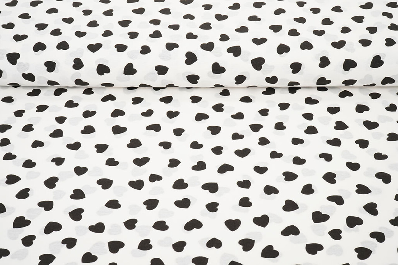 Washed Viscose Hearts White - Black