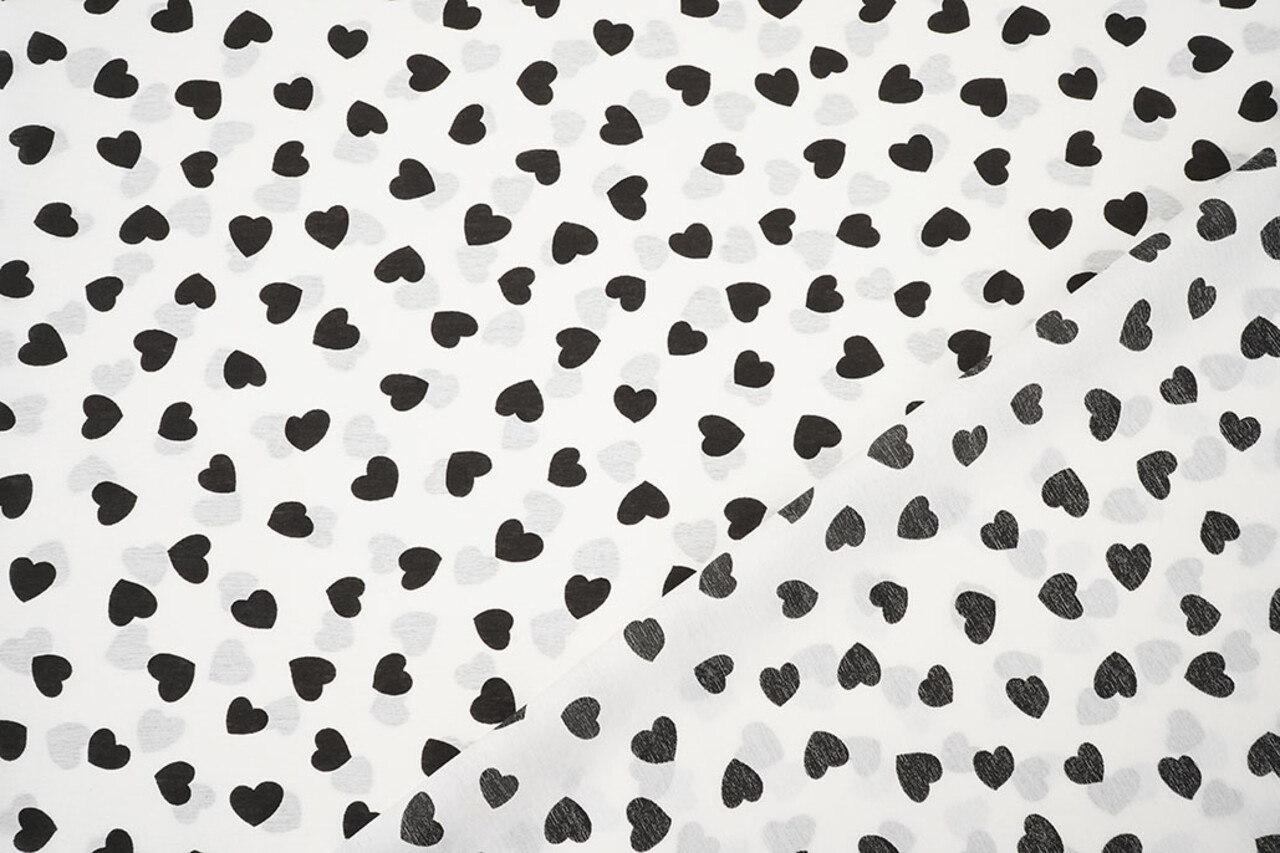 Gewassen Viscose Hartjes Wit - Zwart Gewassen Viscose Hartjes Wit - Zwart