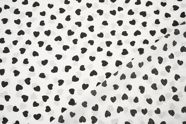 Washed Viscose Hearts White - Black