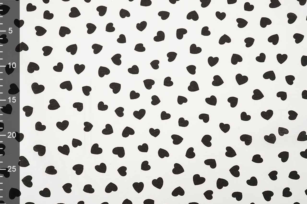 Gewassen Viscose Hartjes Wit - Zwart Gewassen Viscose Hartjes Wit - Zwart