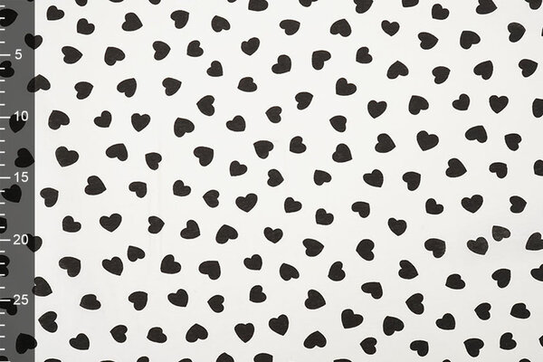 Gewassen Viscose Hartjes Wit - Zwart Gewassen Viscose Hartjes Wit - Zwart