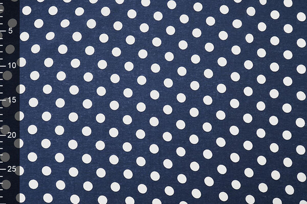 Gewassen Viscose Stippen Marine - Wit