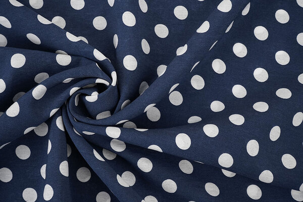 Washed Viscose Dots Navy  - White