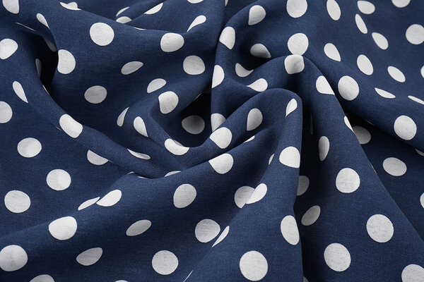 Washed Viscose Dots Navy  - White