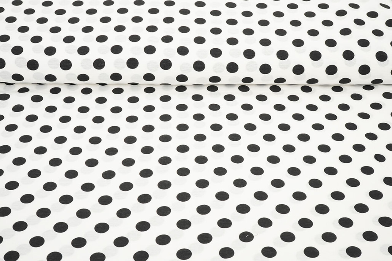Gewassen Viscose Stippen Wit - Zwart Gewassen Viscose Stippen Wit - Zwart