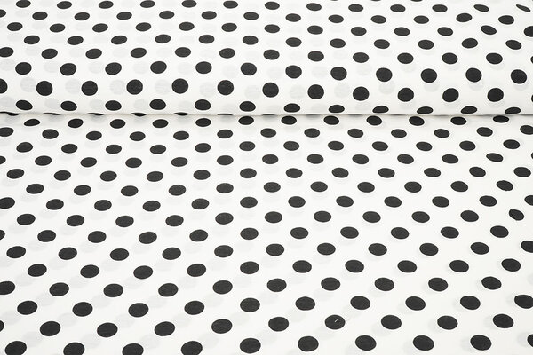 Washed Viscose Dots White - Black