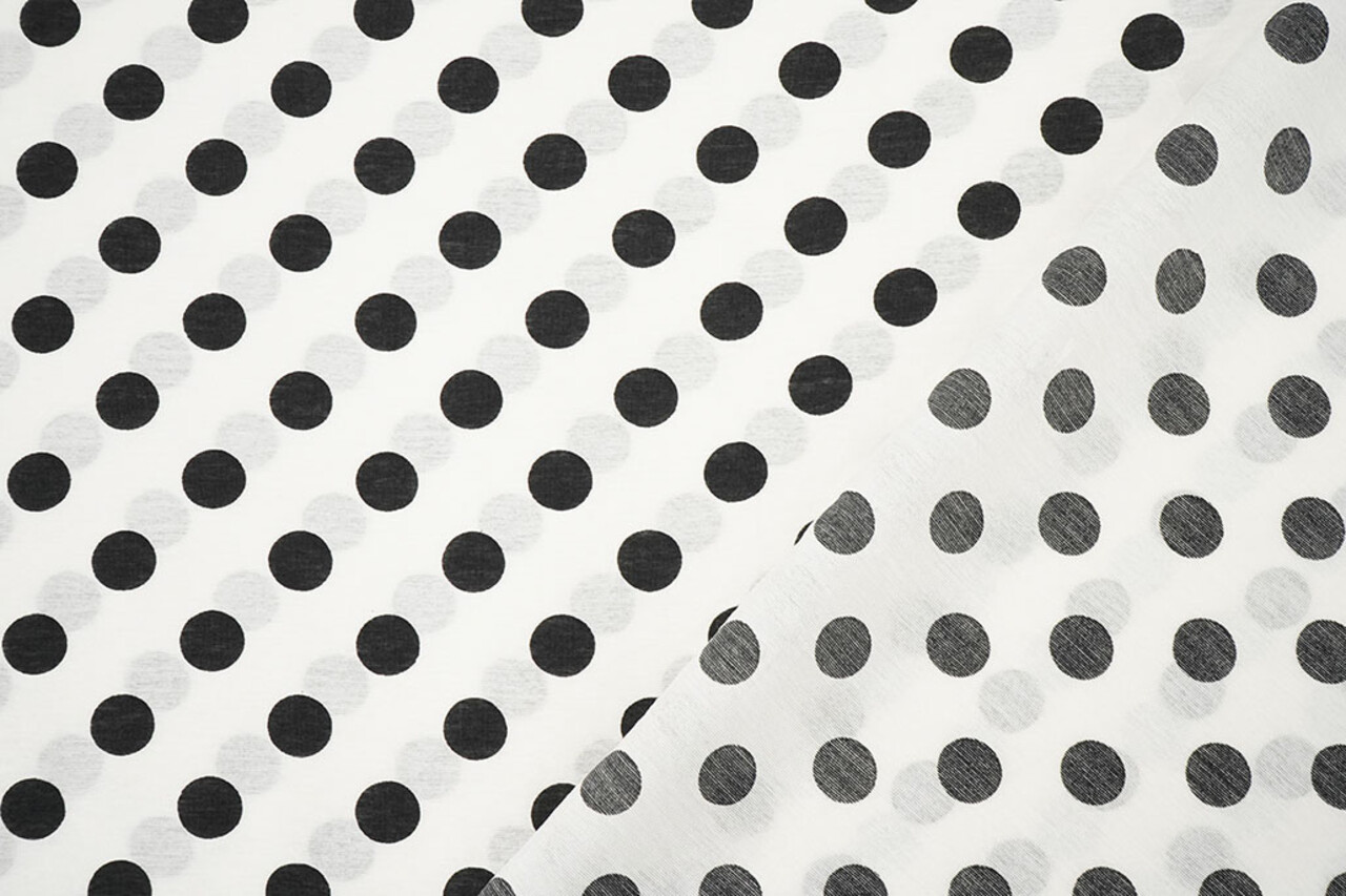 Washed Viscose Dots White - Black