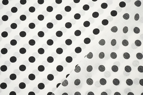 Washed Viscose Dots White - Black