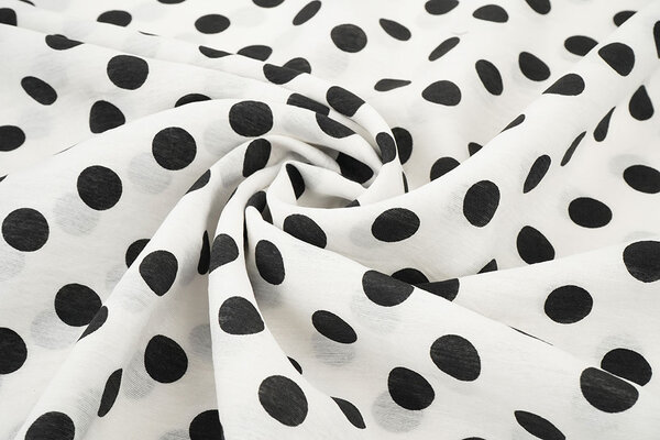 Washed Viscose Dots White - Black
