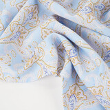 Gewaschene Viskose Paisley Hellblau