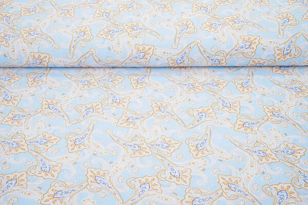 Gewassen Viscose Paisley Licht Blauw