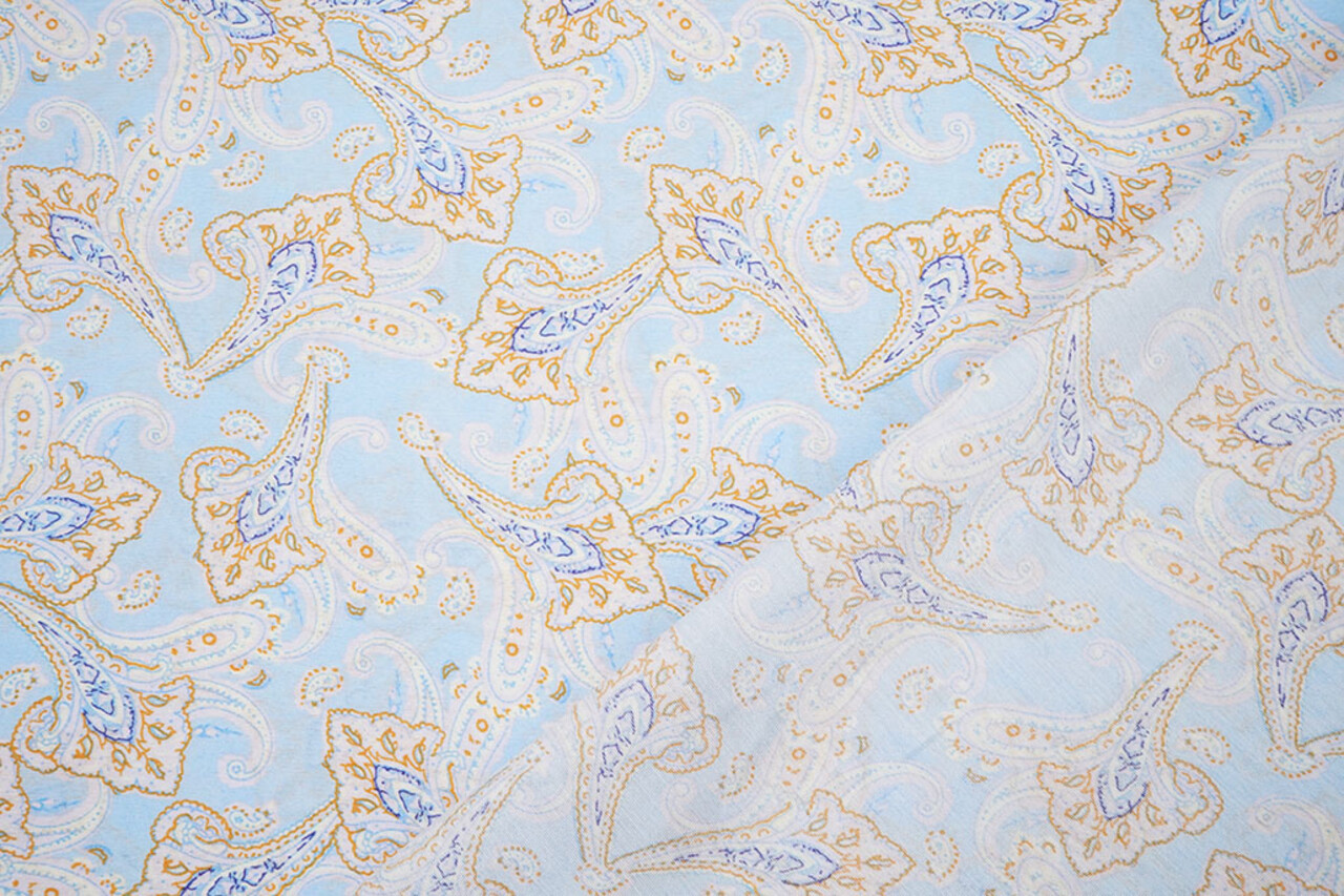 Washed Viscose Paisley Light Blue