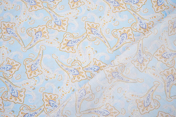 Gewaschene Viskose Paisley Hellblau