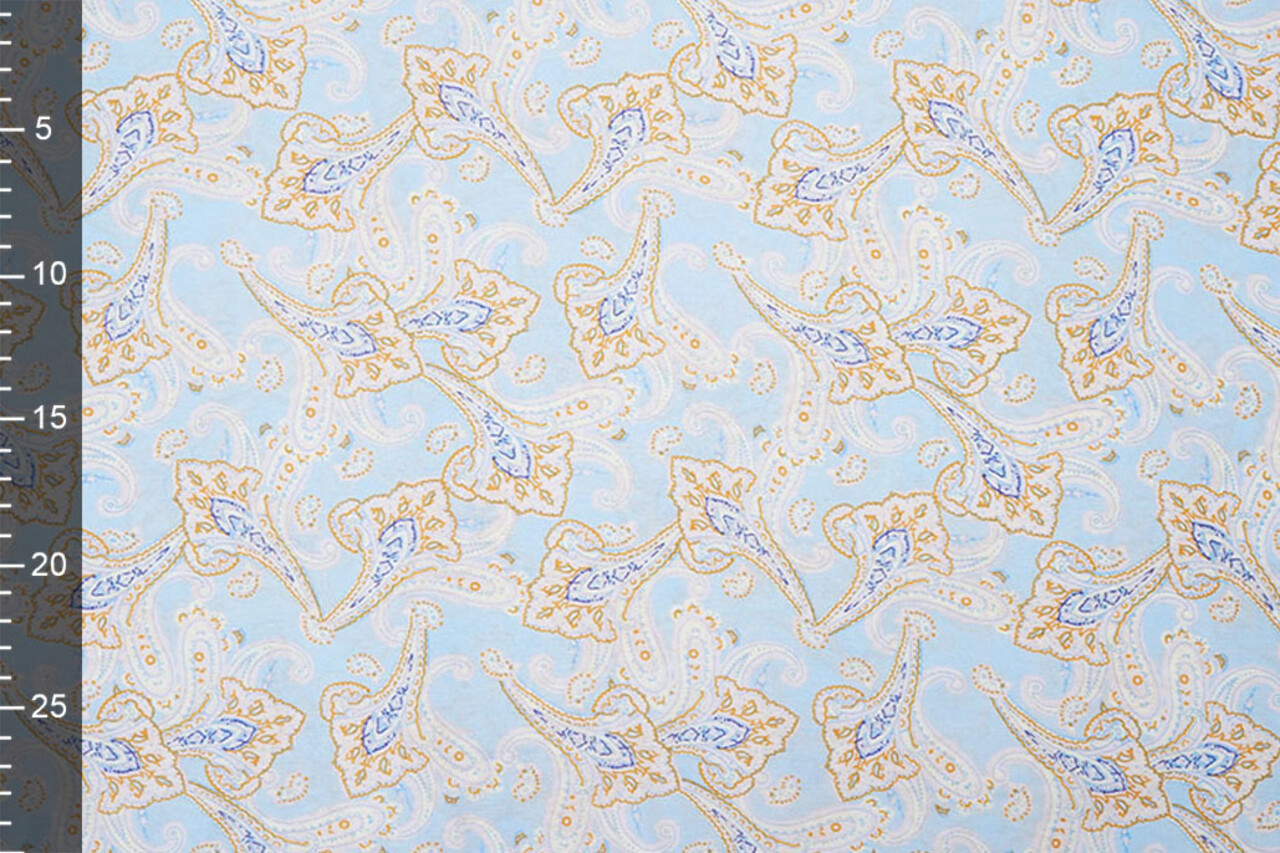 Gewaschene Viskose Paisley Hellblau