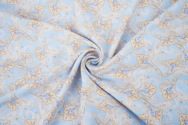Gewassen Viscose Paisley Licht Blauw
