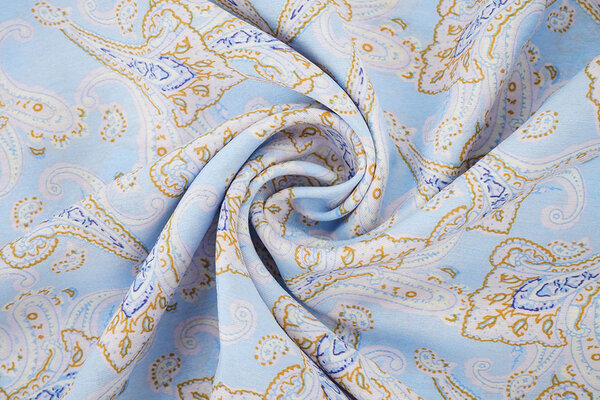 Gewaschene Viskose Paisley Hellblau