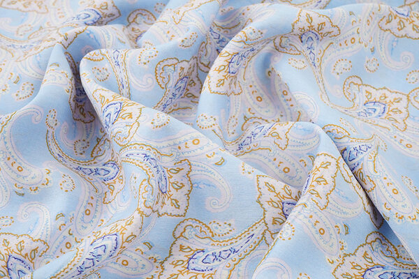Gewaschene Viskose Paisley Hellblau