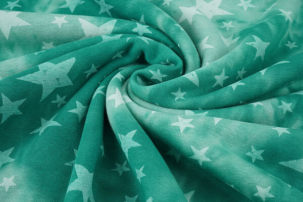 Sweatstoff Tie Dye Sterne Meergrün