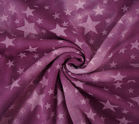 Sweatstoff Tie Dye Sterne Dunkel Altrosa