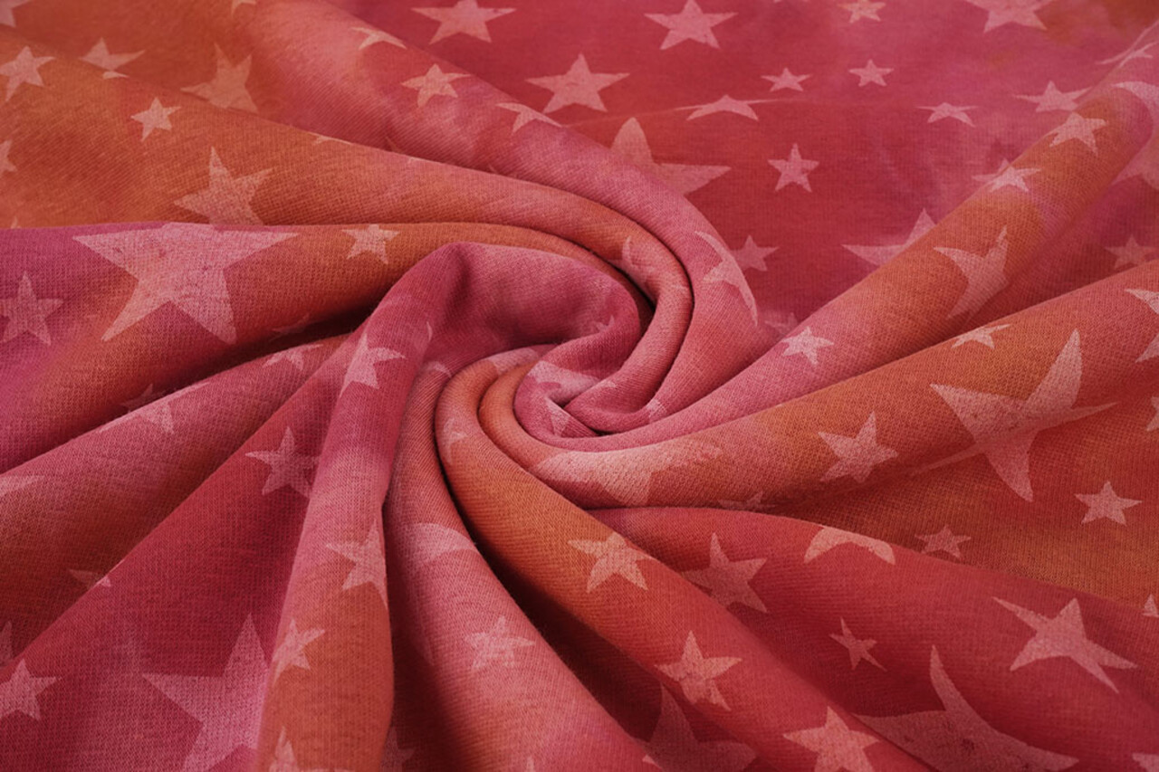 Sweatstoff Tie Dye Sterne Rot