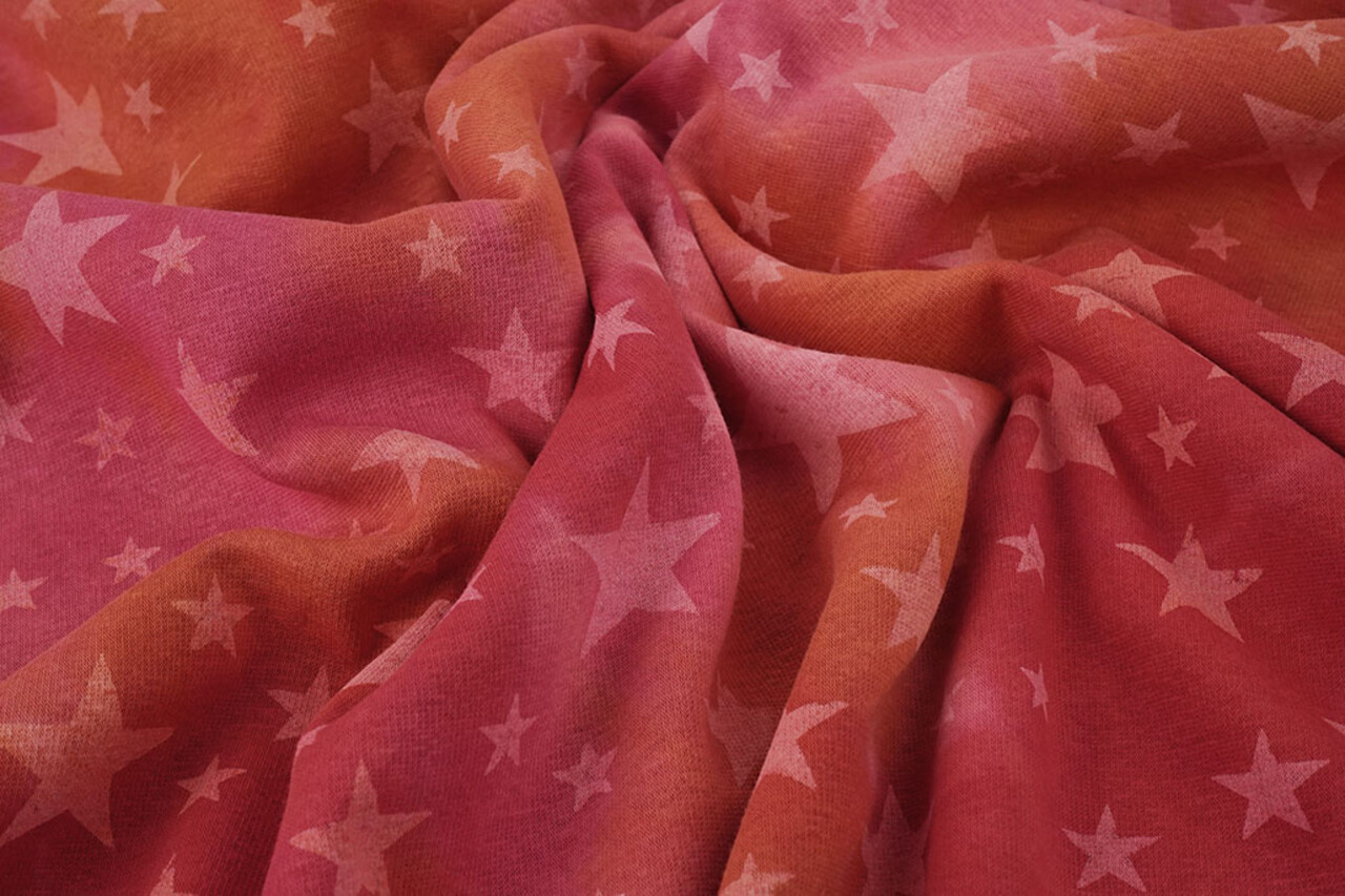Sweatstoff Tie Dye Sterne Rot