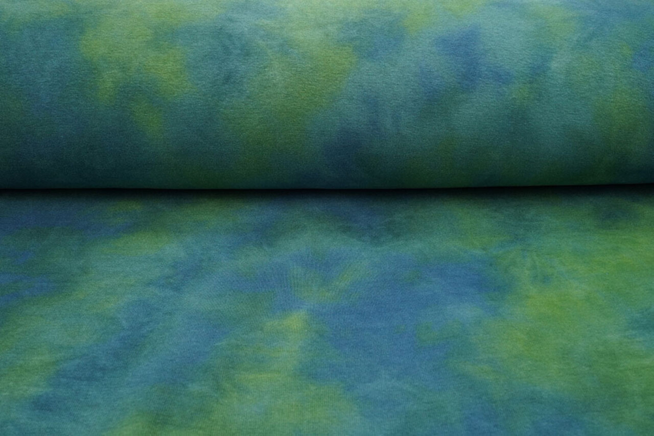 Sweatstoff Tie Dye Grün Jeans