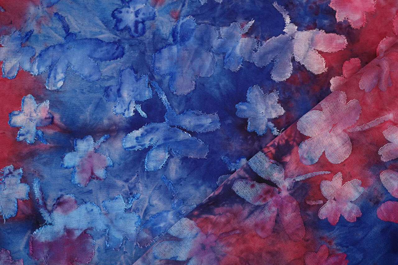 Viscose Jersey  Tie Dye Waterflower Cobalt Blue