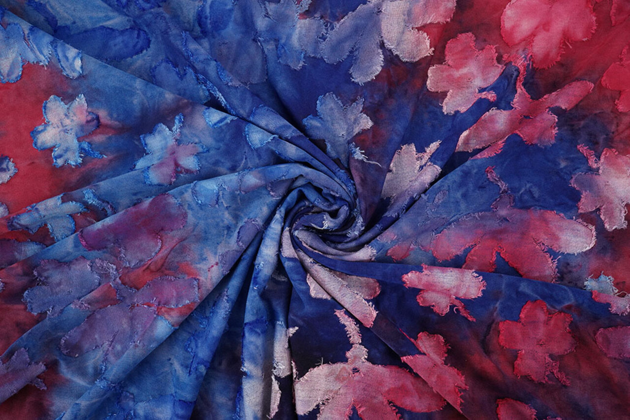 Viscose Jersey  Tie Dye Waterflower Cobalt Blue