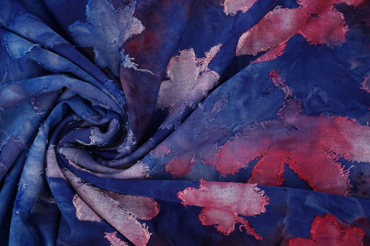 Viscose Jersey  Tie Dye Waterflower Cobalt Blue