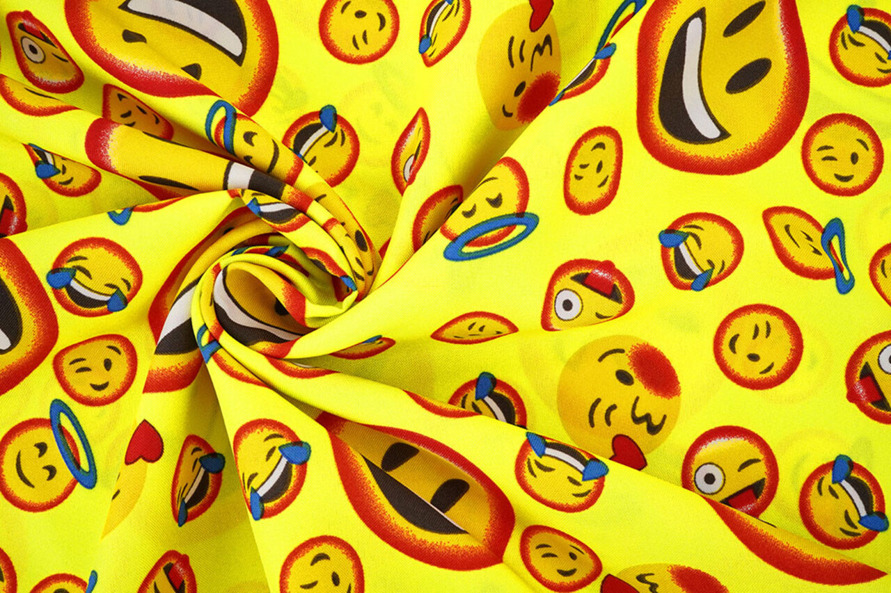 Oeko-Tex® Bi-Stretch Bedrukt Smileys Oeko-Tex® Bi-Stretch Bedrukt Smileys