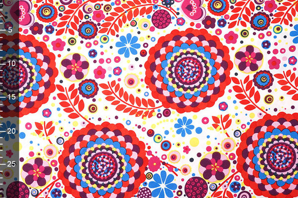 Oeko-Tex®  Bi-Stretch Bedruckt Boho Bloom
